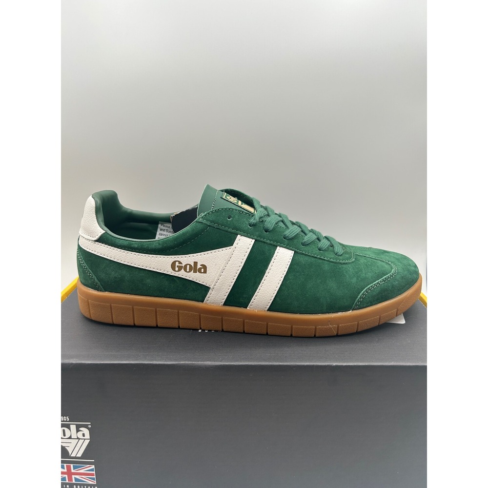 Gola Hurricane Suede Sneakers Men's 11 M, Evergreen Off White Gum CMB046